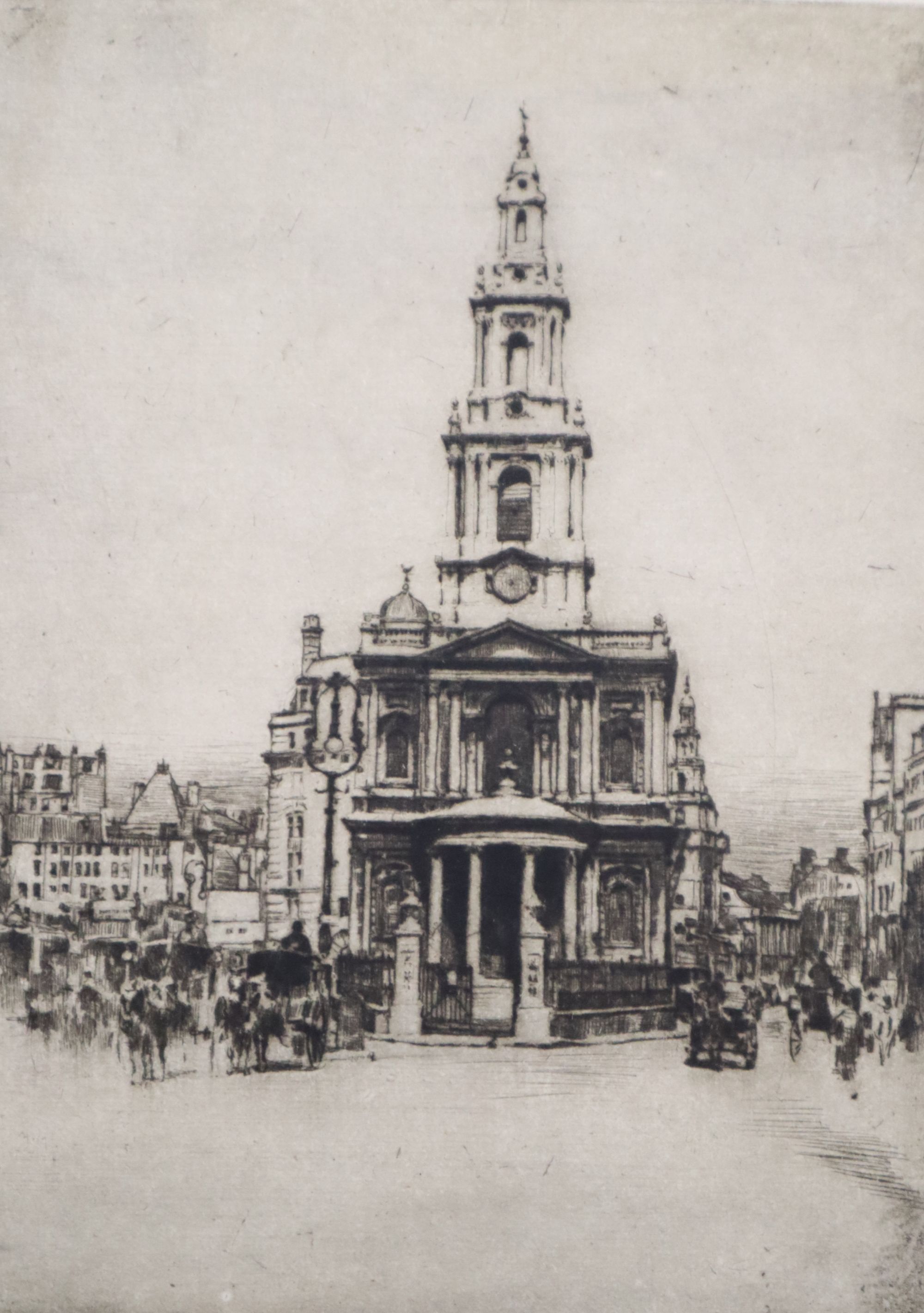Mortimer Luddington Menpes (1855-1938), five unframed monochrome etchings with drypoint, 30 x 23.5cm (largest)